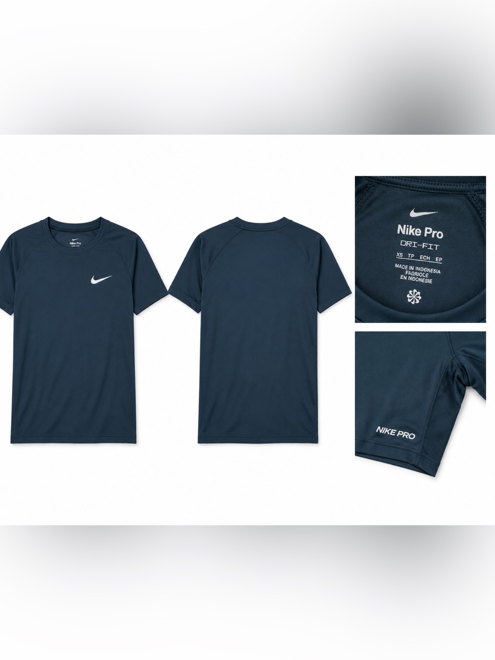 Nike Kids Navy Blue Dri-FIT Short Sleeve Shirt